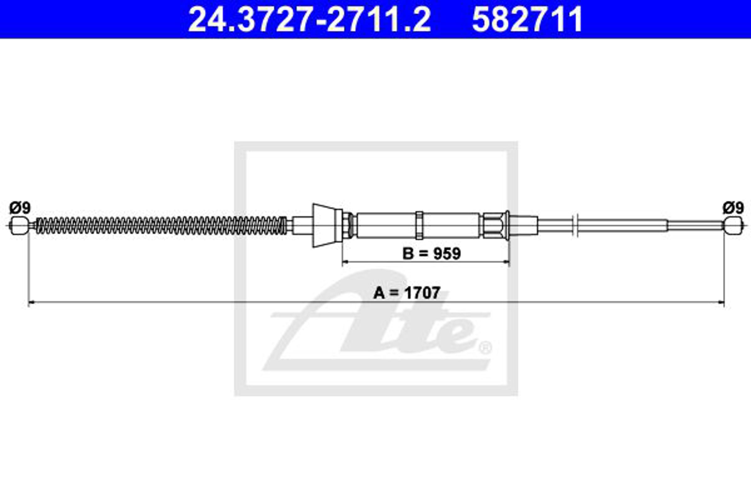Трос стояночного тормоза skoda rapid spaceback nh1 12 - 19 ATE 24.3727-2711.2