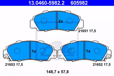 Комплект тормозных колодок дискового тормоза ATE 13.0460-5982.2