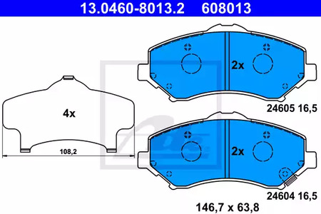 Комплект тормозных колодок дискового тормоза ATE 13.0460-8013.2