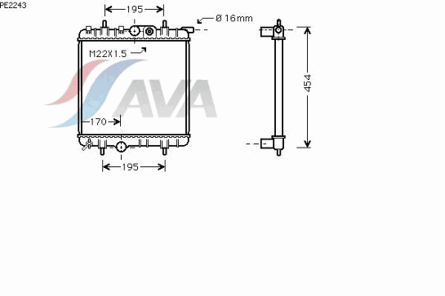 Радиатор охлаждения двигателя AVA QUALITY COOLING PE2243