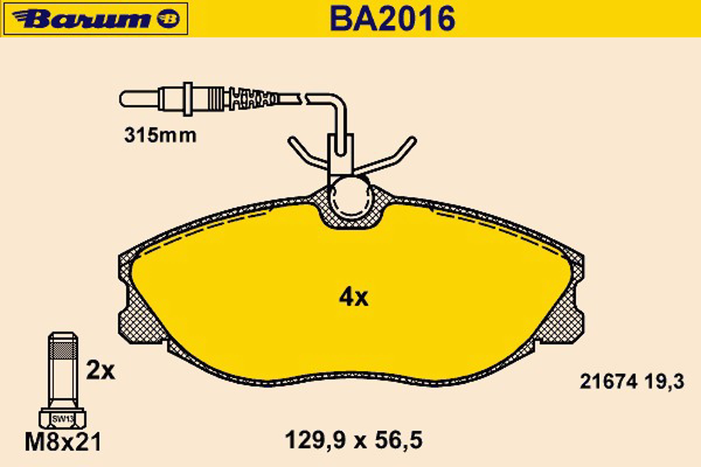 Колодки тормозные дисковые BARUM BA2016