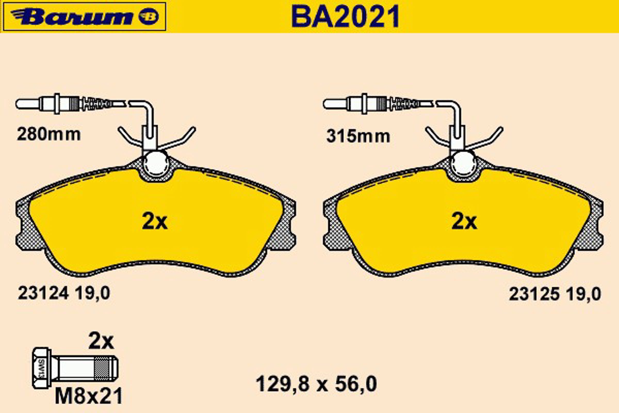 Колодки тормозные дисковые BARUM BA2021