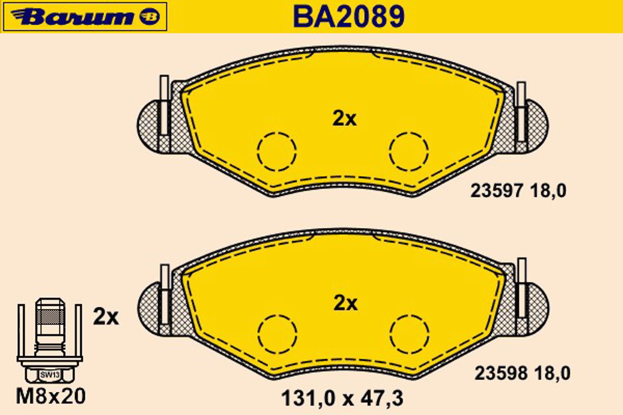 Колодки тормозные дисковые BARUM BA2089