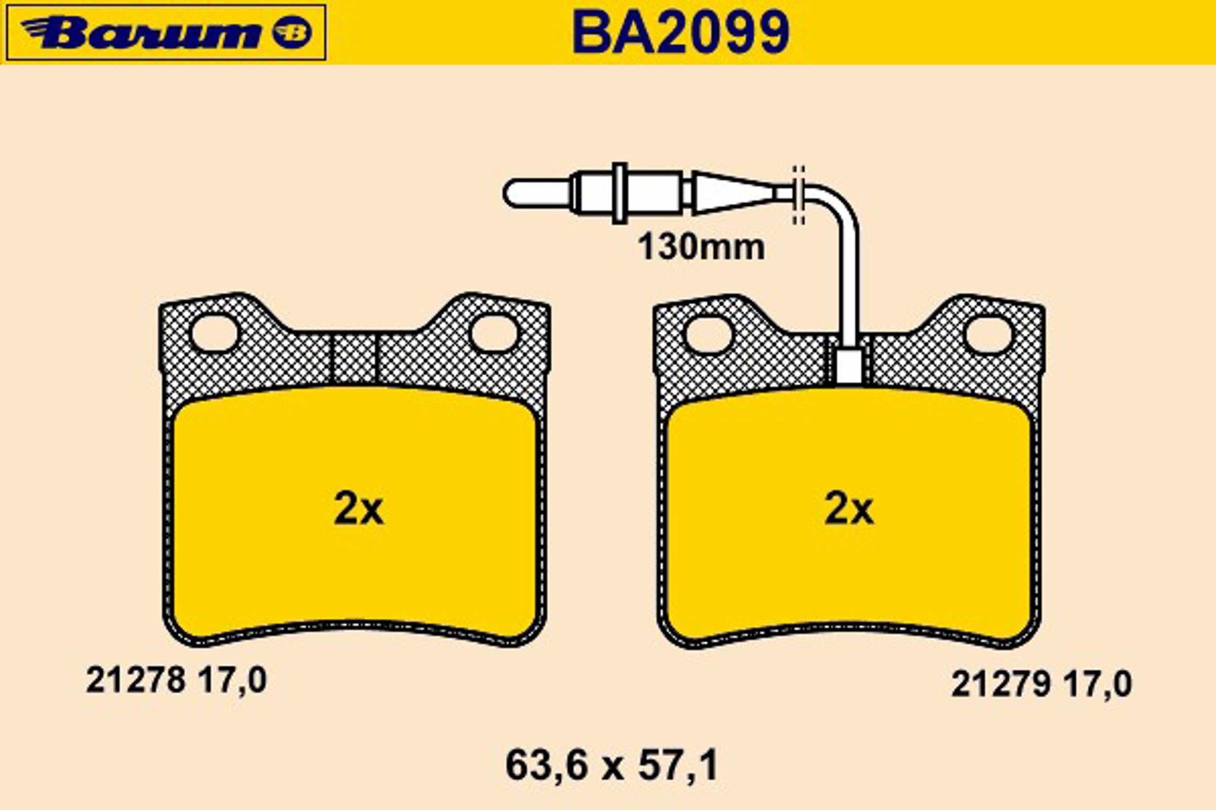 Колодки тормозные дисковые BARUM BA2099
