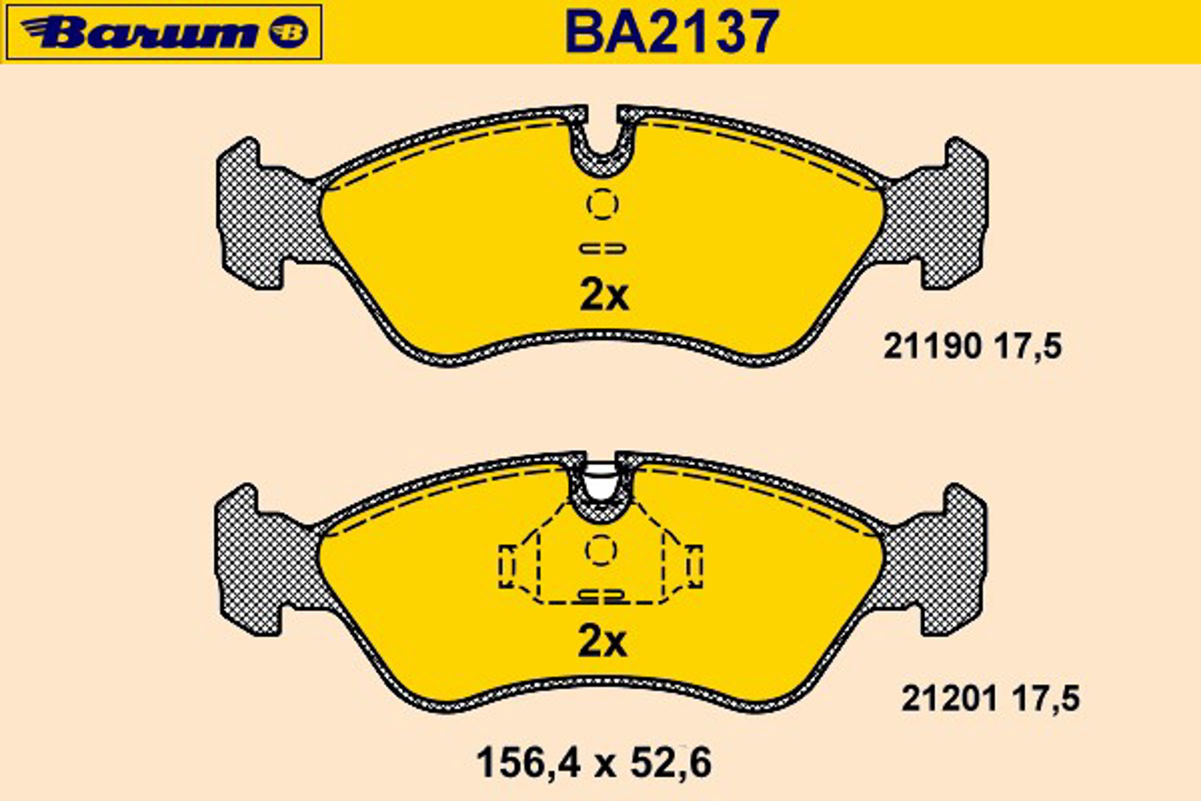 Комплект тормозных колодок дисковый тормоз BARUM BA2137