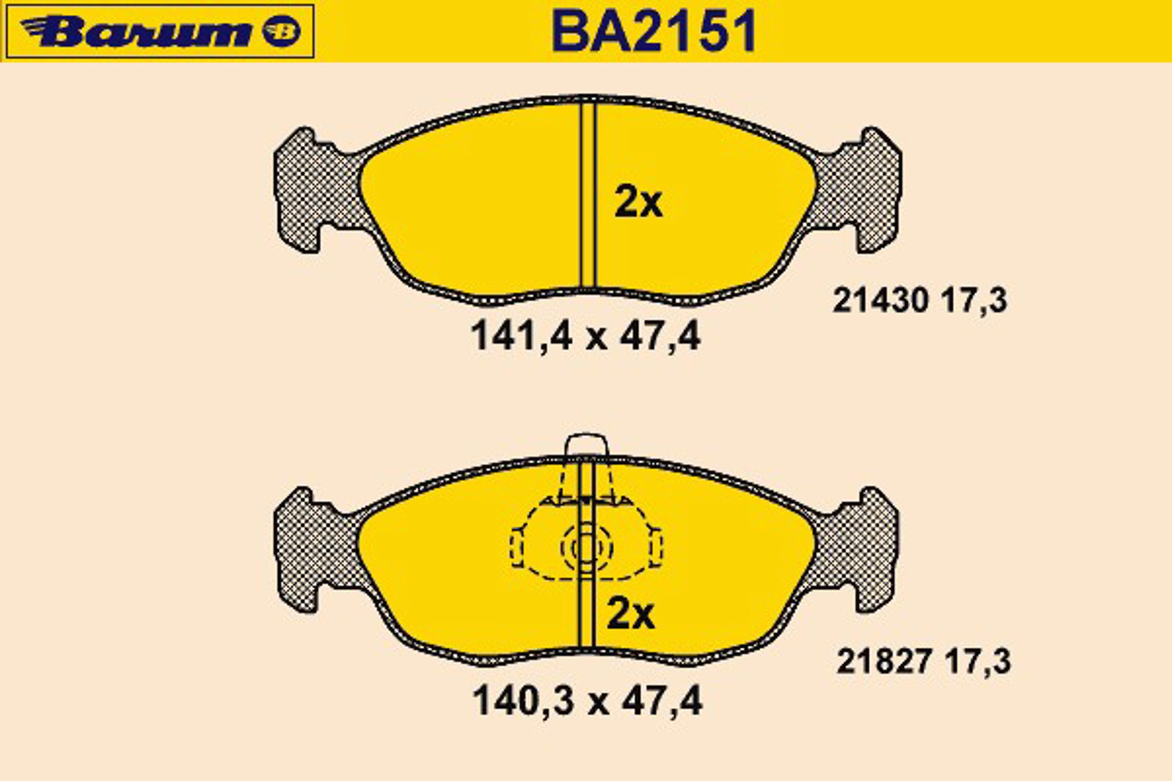 Колодки тормозные дисковые BARUM BA2151