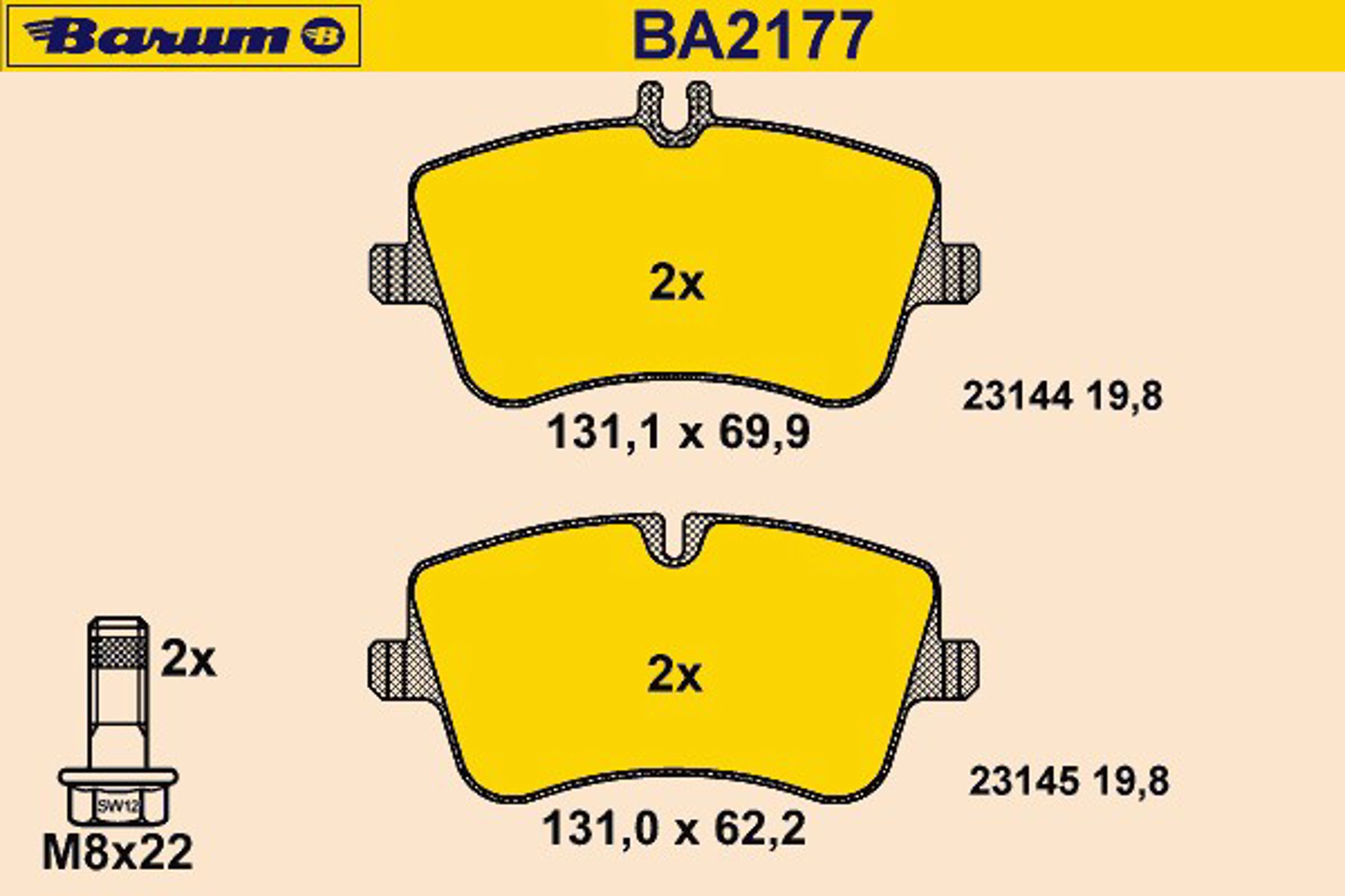Колодки тормозные дисковые комплект BARUM BA2177