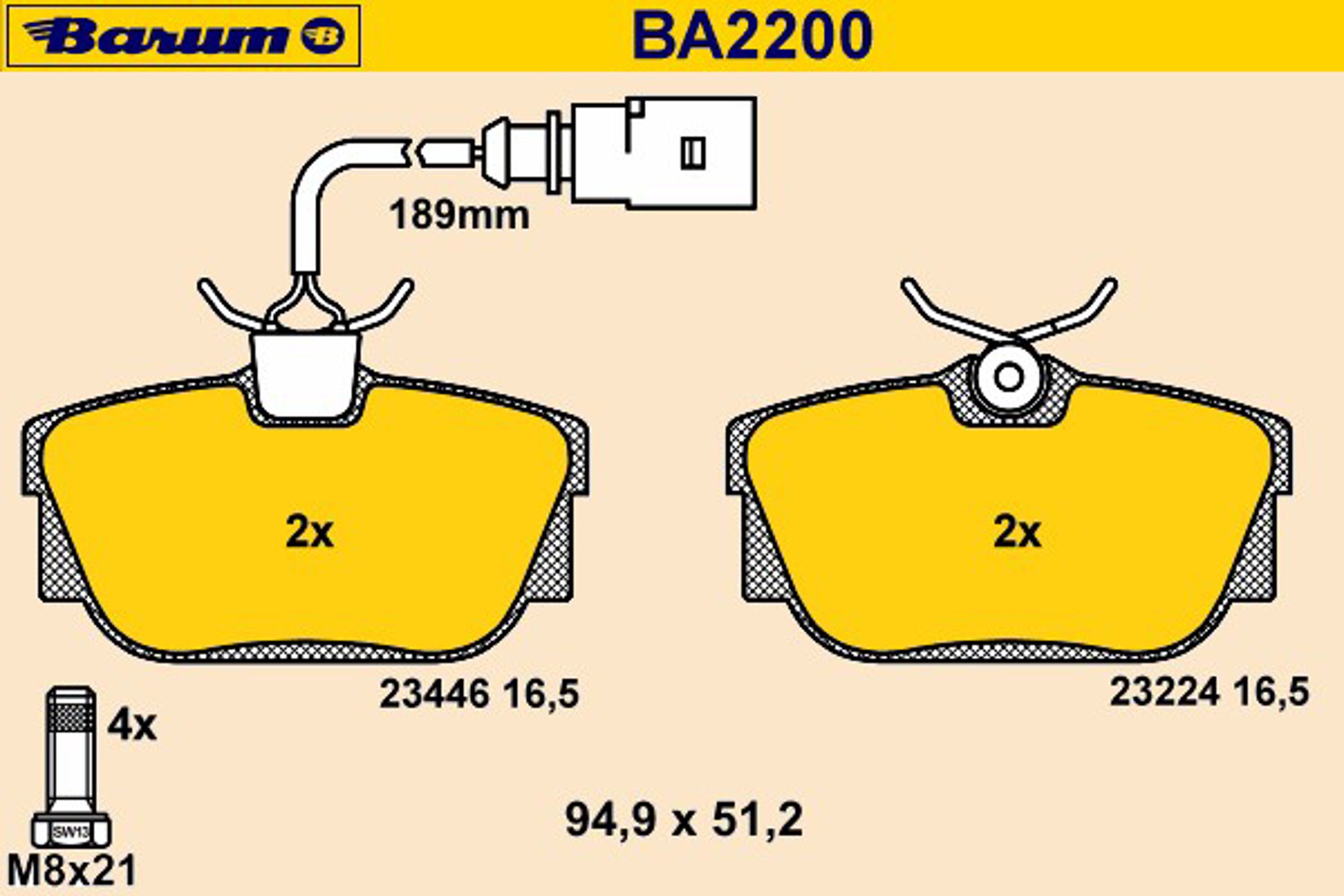 Колодки тормозные дисковые BARUM BA2200