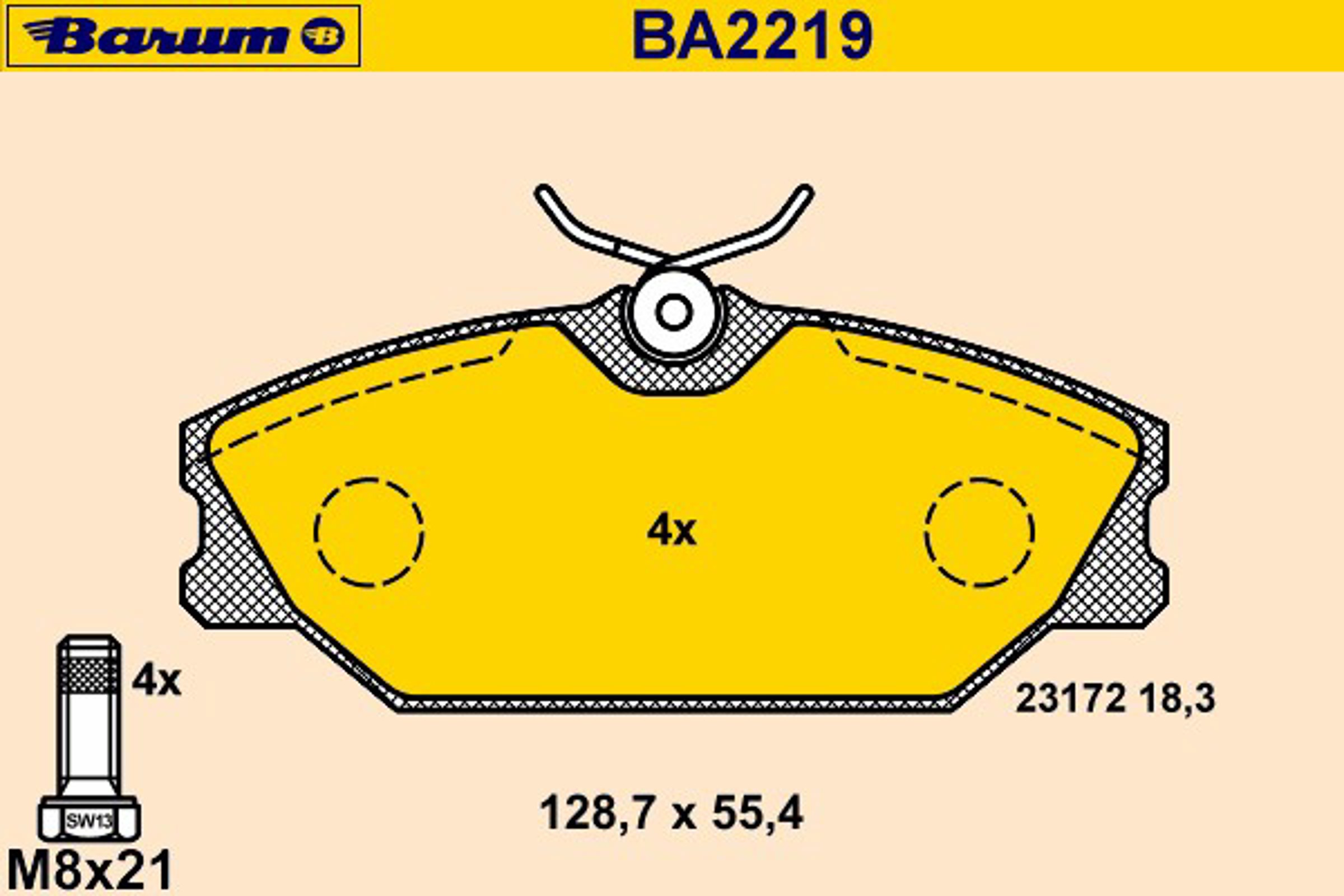 Колодки тормозные дисковые BARUM BA2219