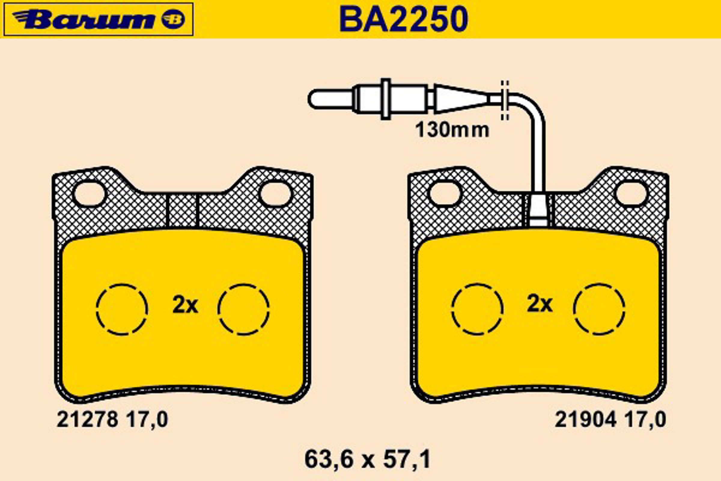 Комплект тормозных колодок дисковый тормоз BARUM BA2250
