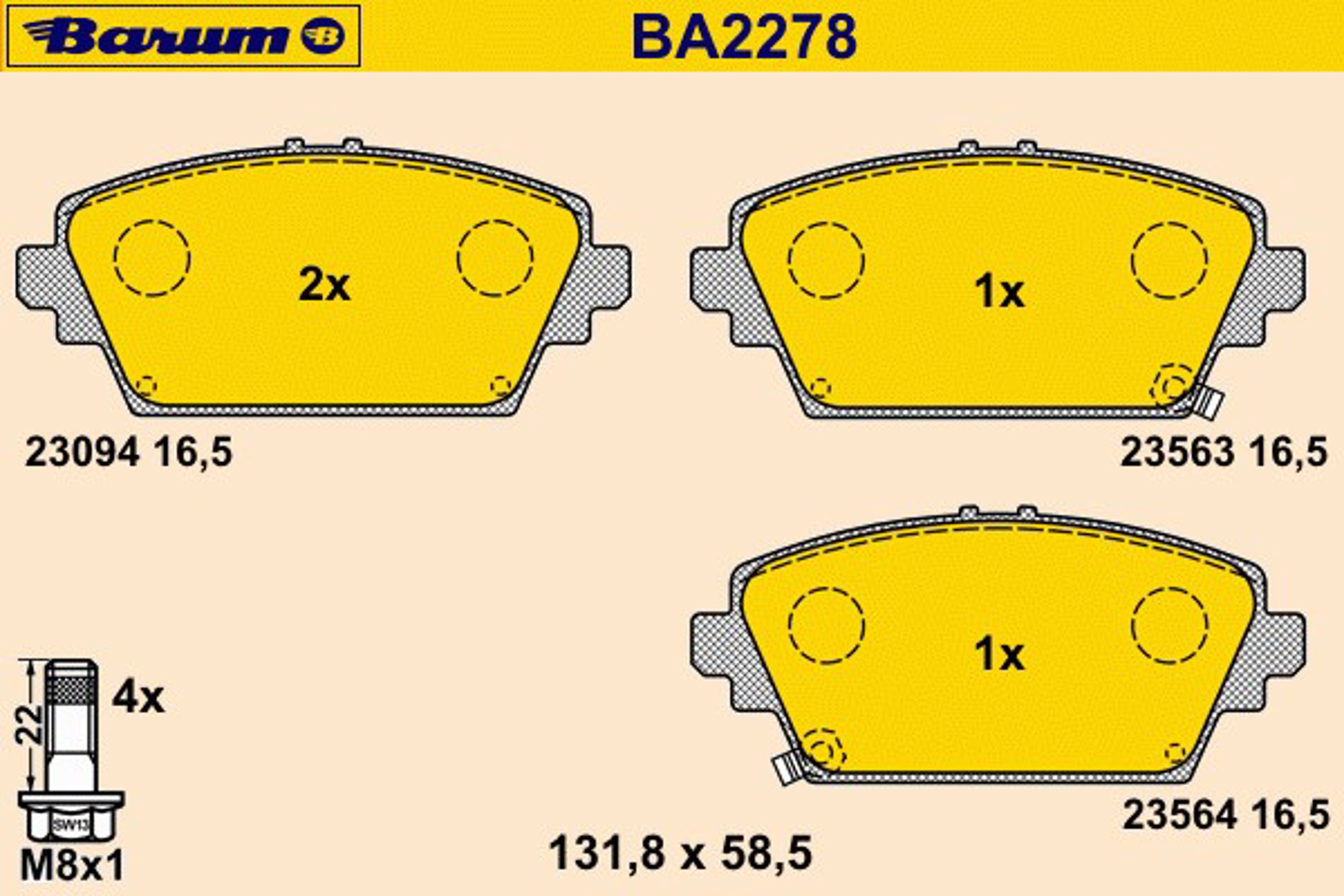 Колодки тормозные дисковые BARUM BA2278