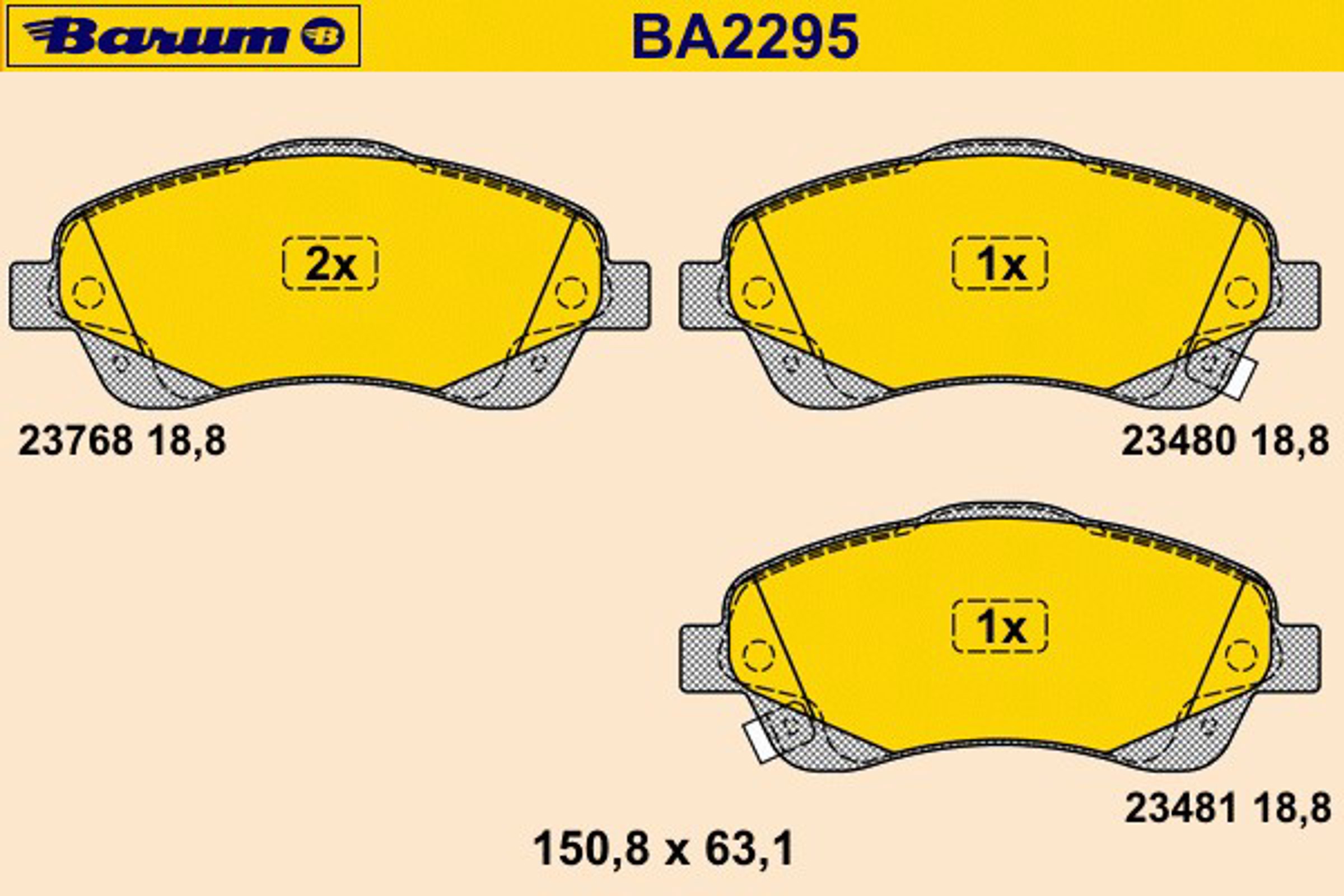 Комплект тормозных колодок дисковый тормоз BARUM BA2295