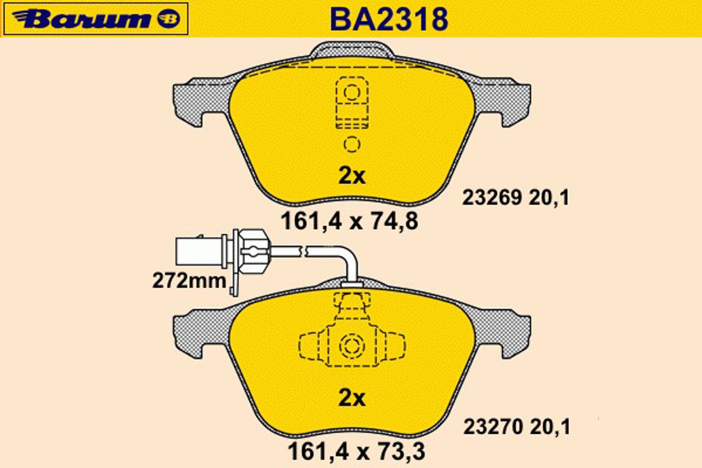 Колодки тормозные дисковые BARUM BA2318