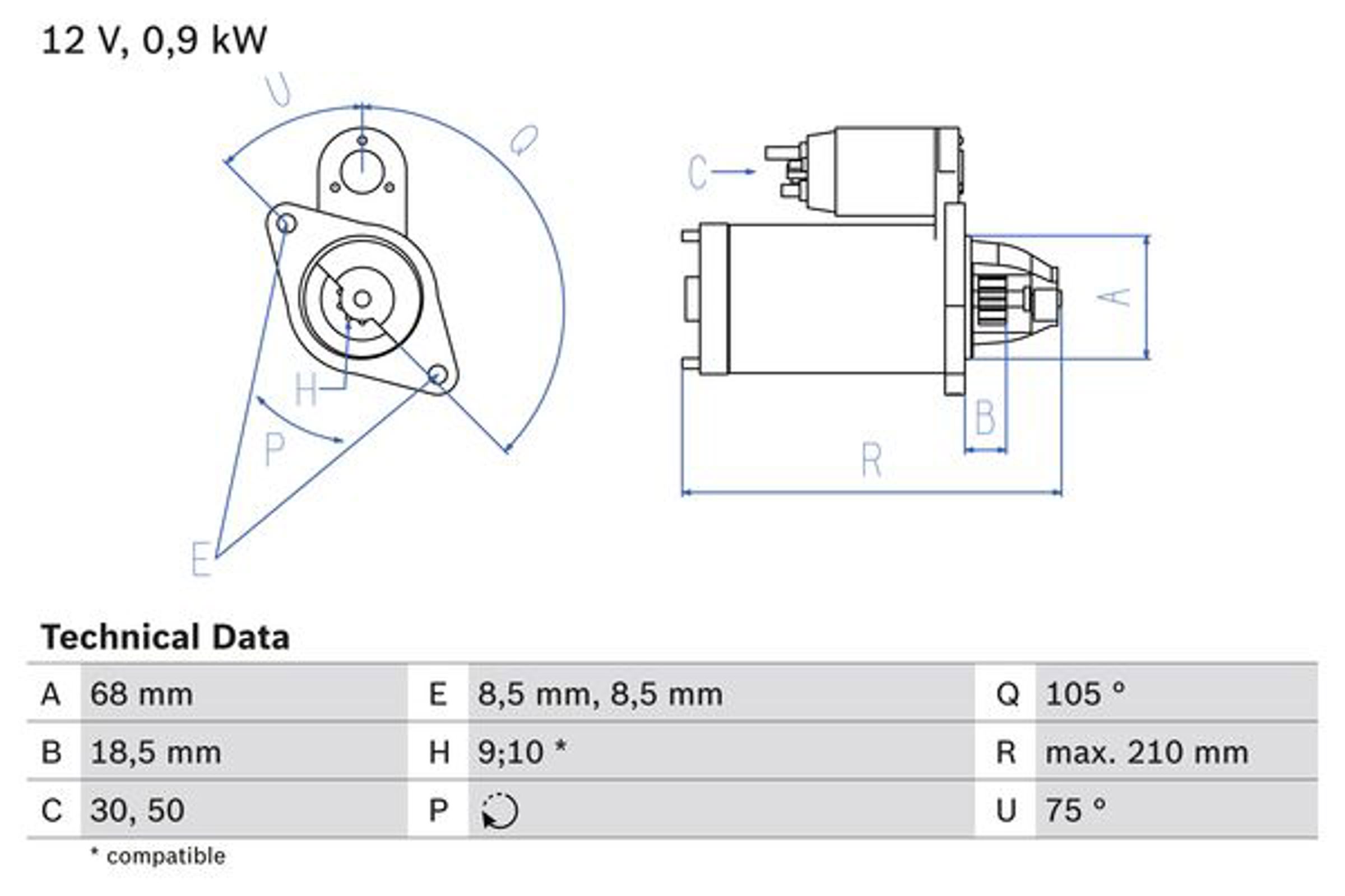 Стартер BOSCH 0986017120