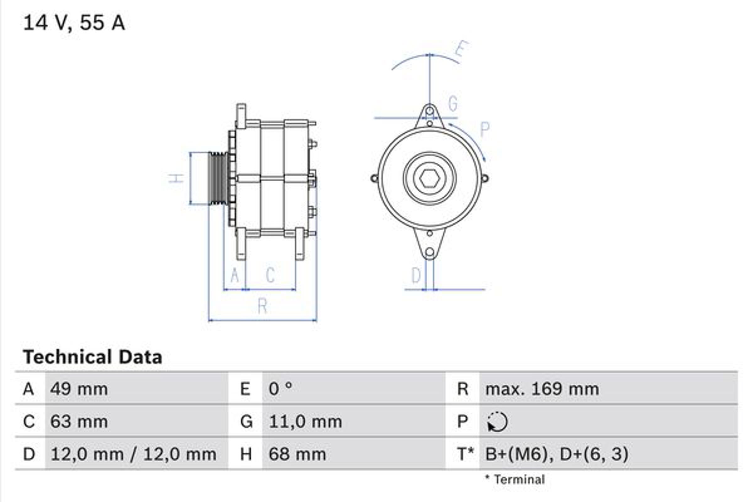 Генератор BOSCH 0986030970