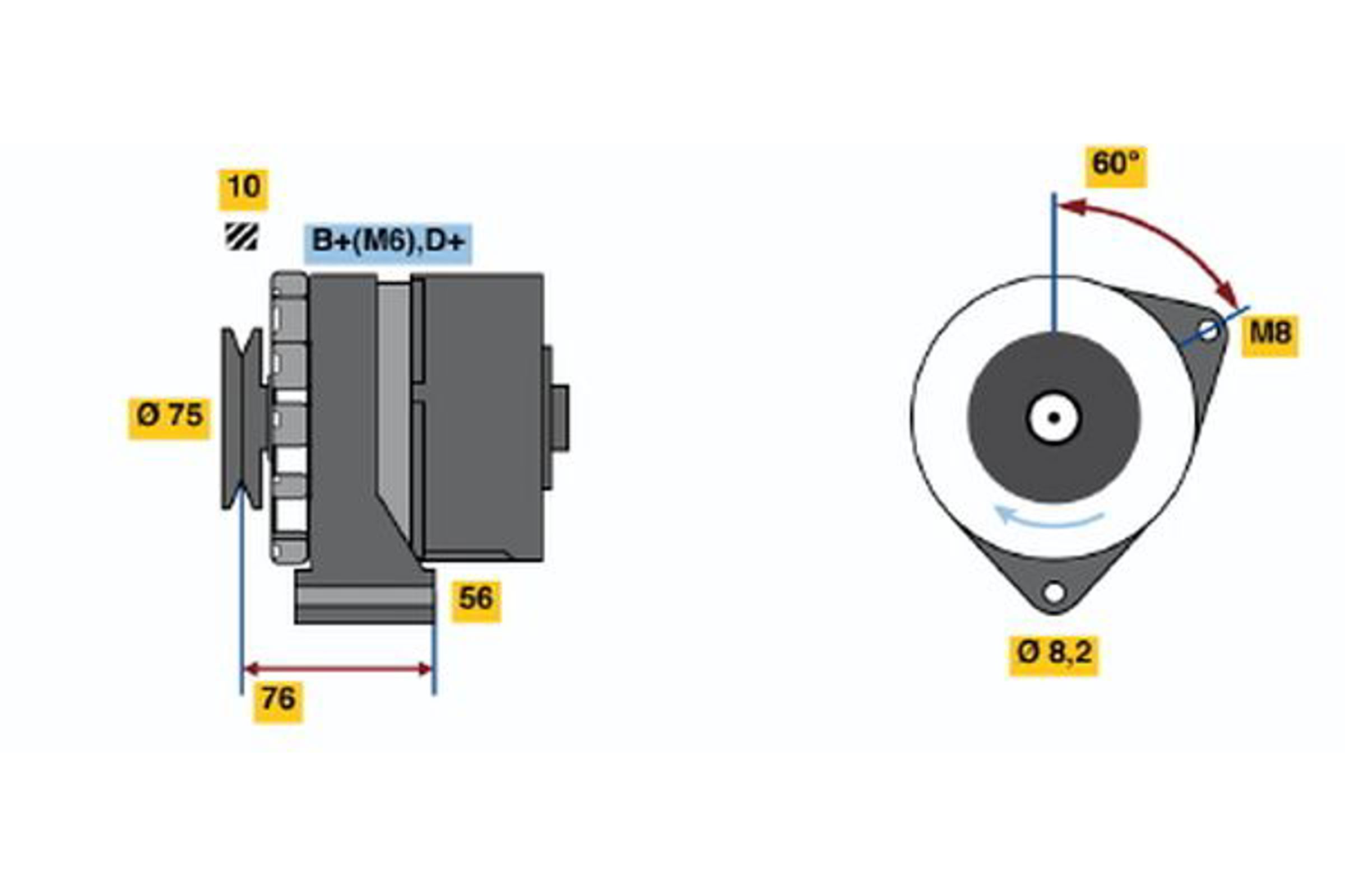 Генератор BOSCH 0986031360