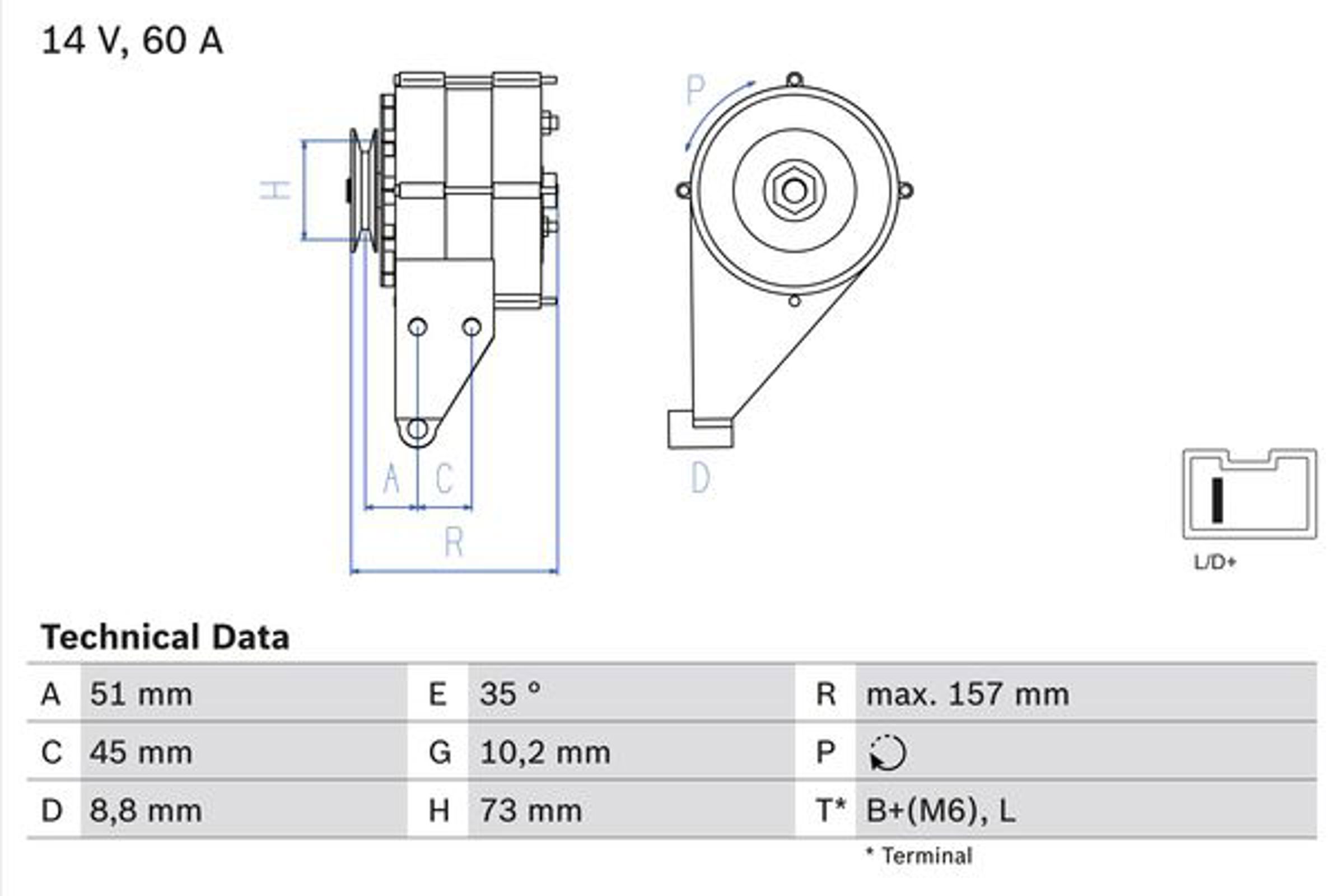 Генератор BOSCH 0986038841