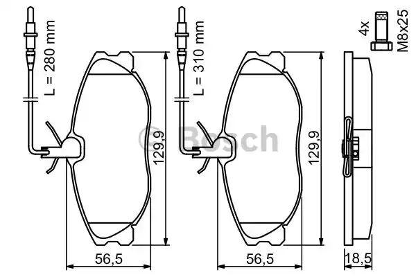 Комплект тормозных колодок дискового тормоза BOSCH 0986424223