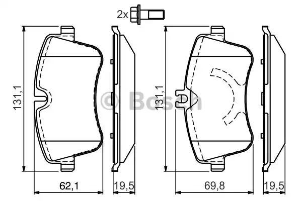 Комплект тормозных колодок дискового тормоза BOSCH 0986424517