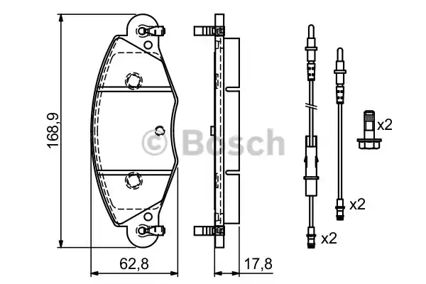 Комплект тормозных колодок дискового тормоза BOSCH 0986424581