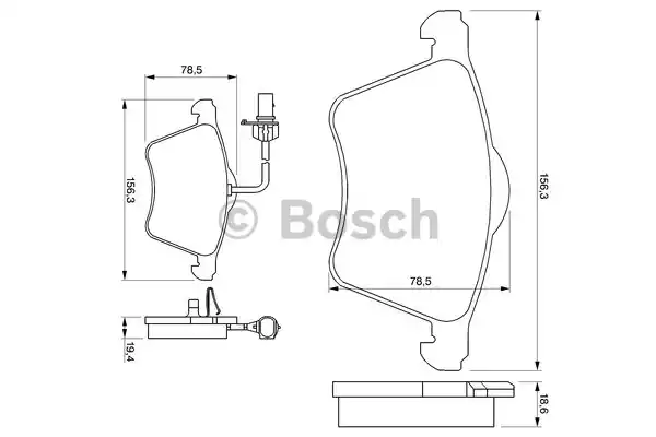 Комплект тормозных колодок дискового тормоза BOSCH 0986424780