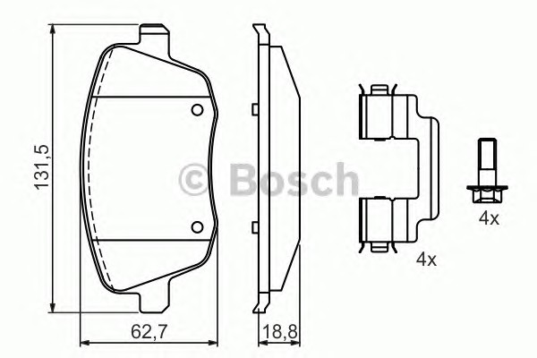 Комплект тормозных колодок дискового тормоза BOSCH 0986424829