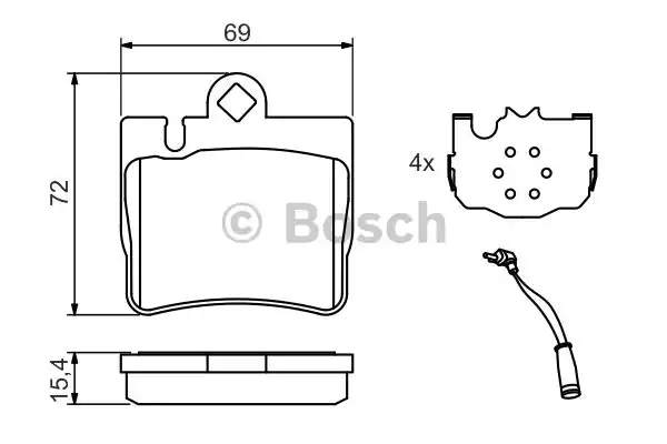 Комплект тормозных колодок дискового тормоза BOSCH 0986424830