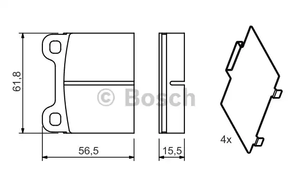 Комплект тормозных колодок дискового тормоза BOSCH 0986466302