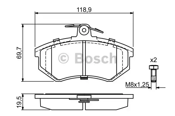Комплект тормозных колодок дискового тормоза BOSCH 0986466700