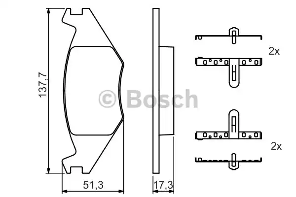 Комплект тормозных колодок дискового тормоза BOSCH 0986468890