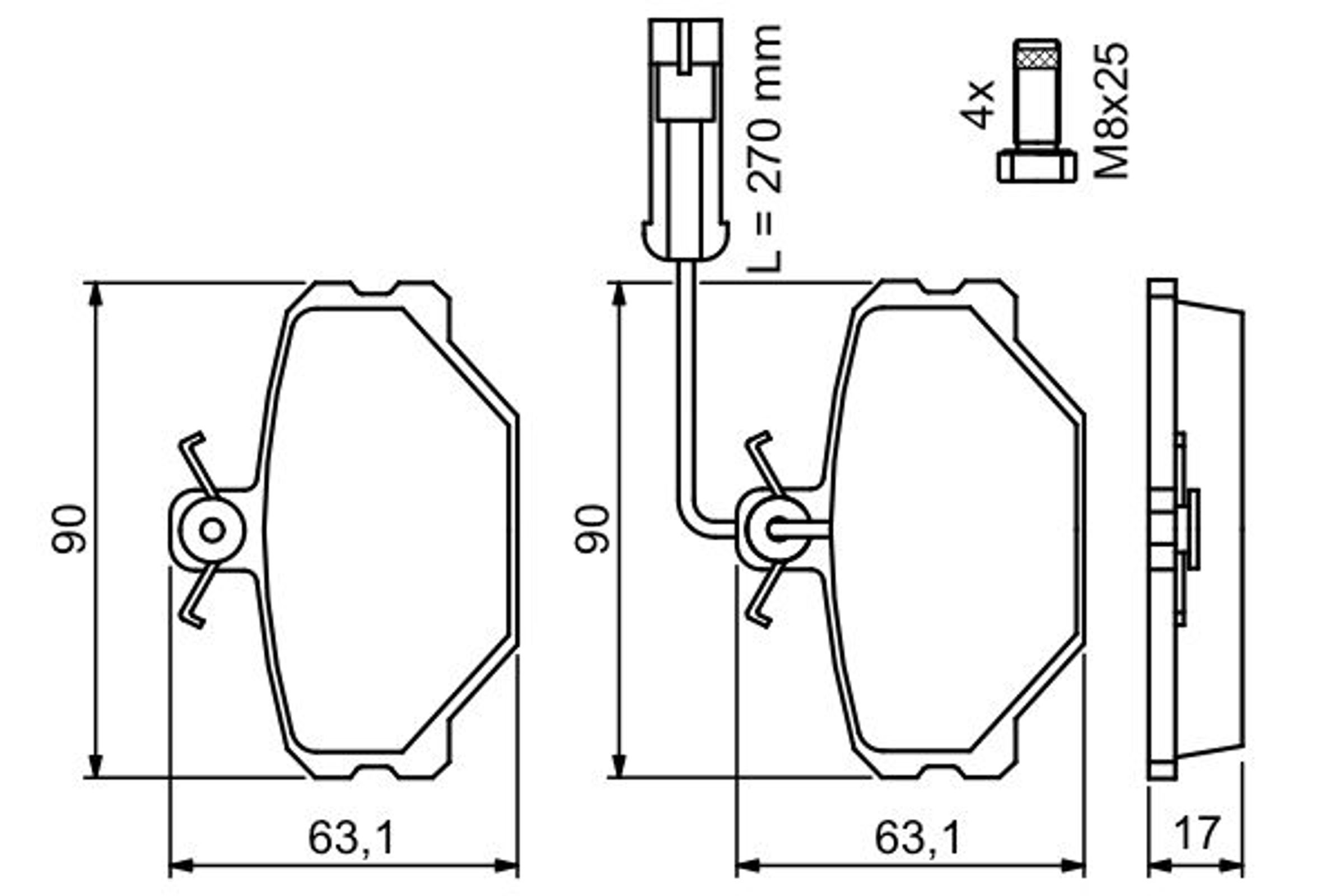 Колодки тормозные дисковые BOSCH 0986491050