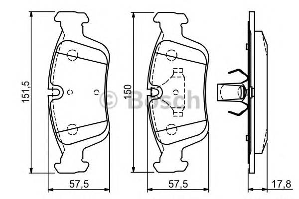 Комплект тормозных колодок дискового тормоза BOSCH 0986494015