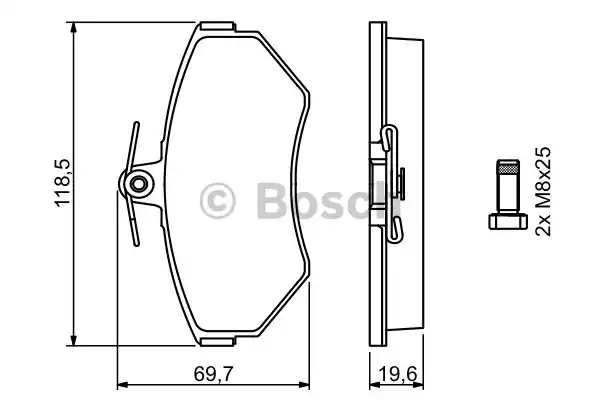 Комплект тормозных колодок дискового тормоза BOSCH 0986494021