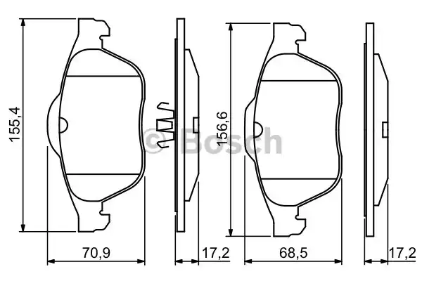 Комплект тормозных колодок дискового тормоза BOSCH 0986494033