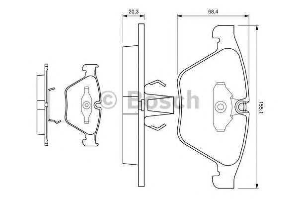 Комплект тормозных колодок дискового тормоза BOSCH 0986494036