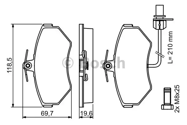 Комплект тормозных колодок дискового тормоза BOSCH 0986494042