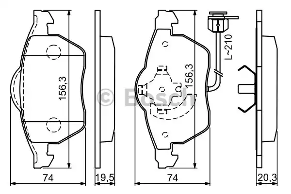 Комплект тормозных колодок дискового тормоза BOSCH 0986494050