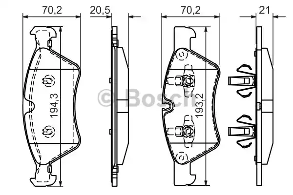 Комплект тормозных колодок дискового тормоза BOSCH 0986494165