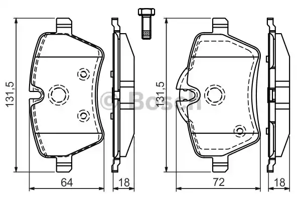 Комплект тормозных колодок дискового тормоза BOSCH 0986494168