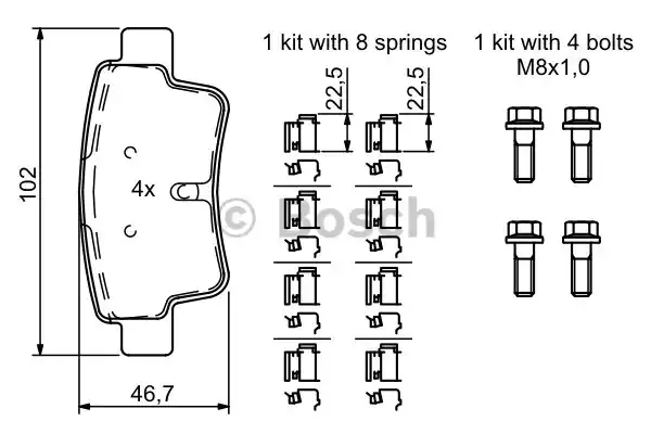 Колодки тормозные дисковые BOSCH 0986494222