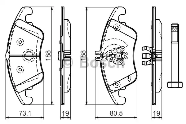 Комплект тормозных колодок дискового тормоза BOSCH 0986494263