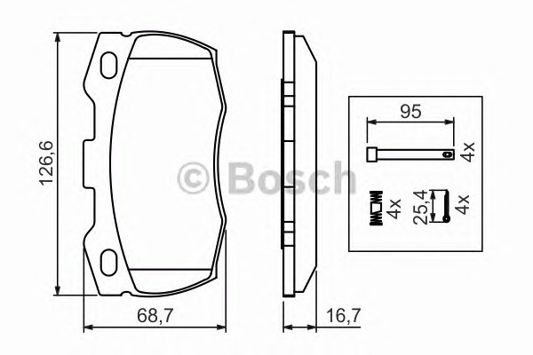 Колодки тормозные дисковые BOSCH 0986494291
