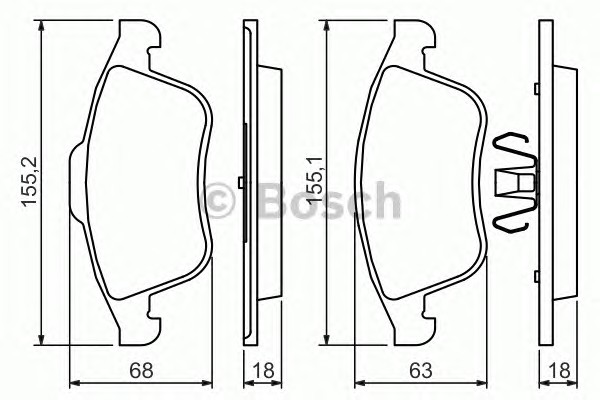 Комплект тормозных колодок дискового тормоза BOSCH 0986494401