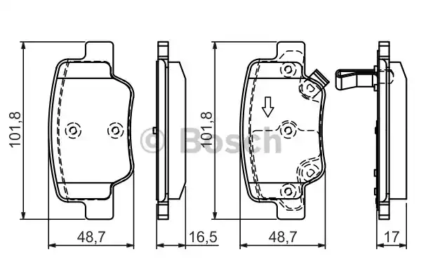 Комплект тормозных колодок дискового тормоза BOSCH 0986494404