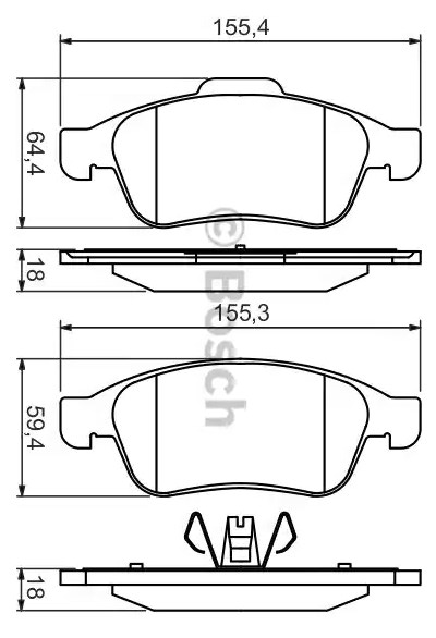 Комплект тормозных колодок дискового тормоза BOSCH 0986494441
