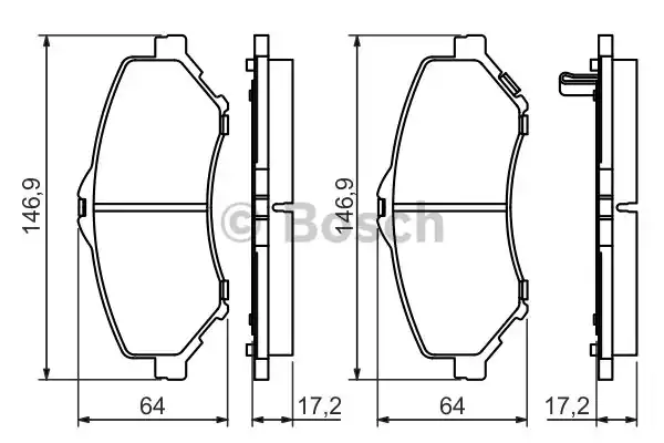Комплект тормозных колодок дискового тормоза BOSCH 0986494493