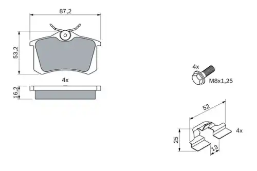 К-т дисков. тормоз. колодок BOSCH 0986494600