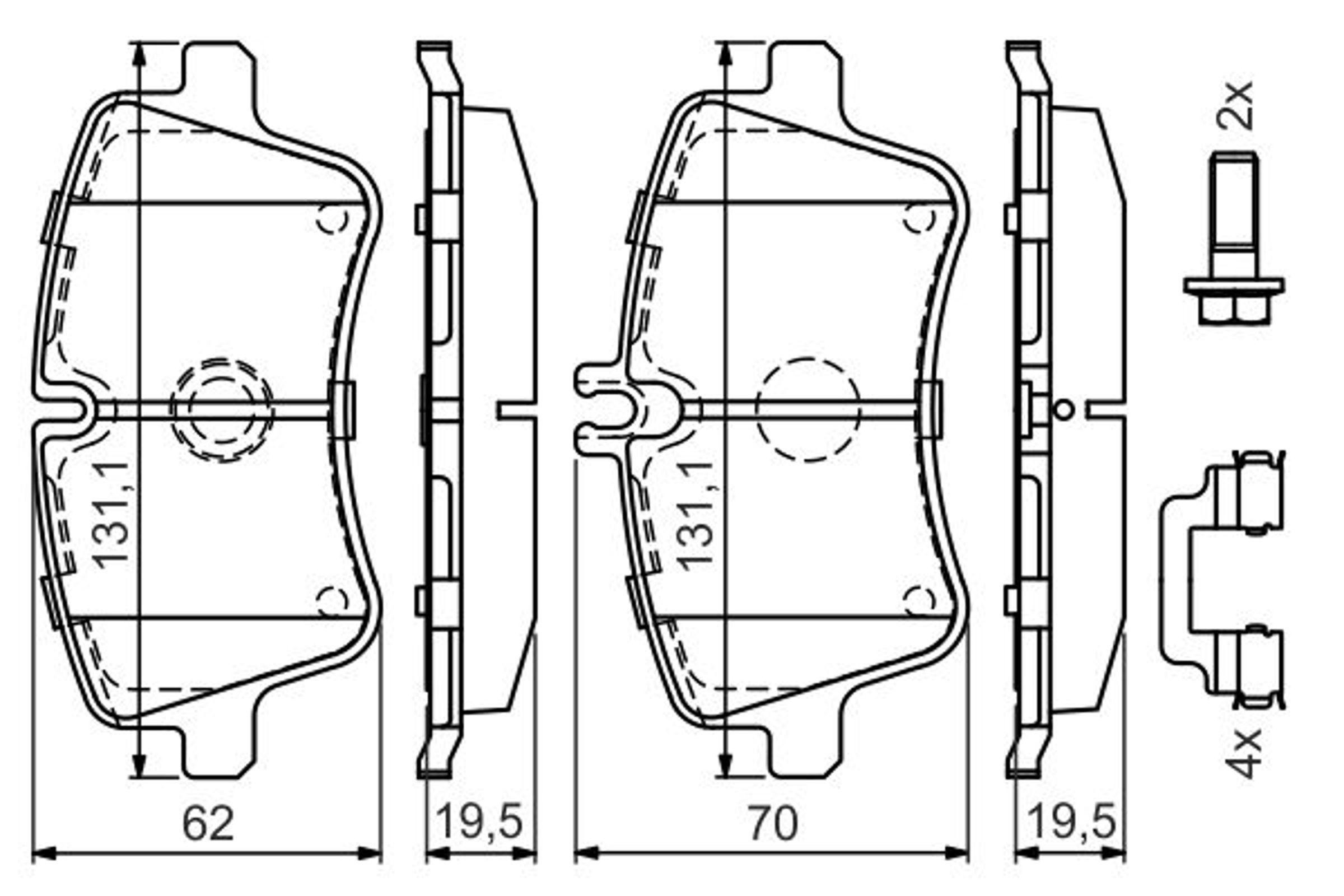 Колодки тормозные дисковые /комплект 4 шт/ BOSCH 0986494607