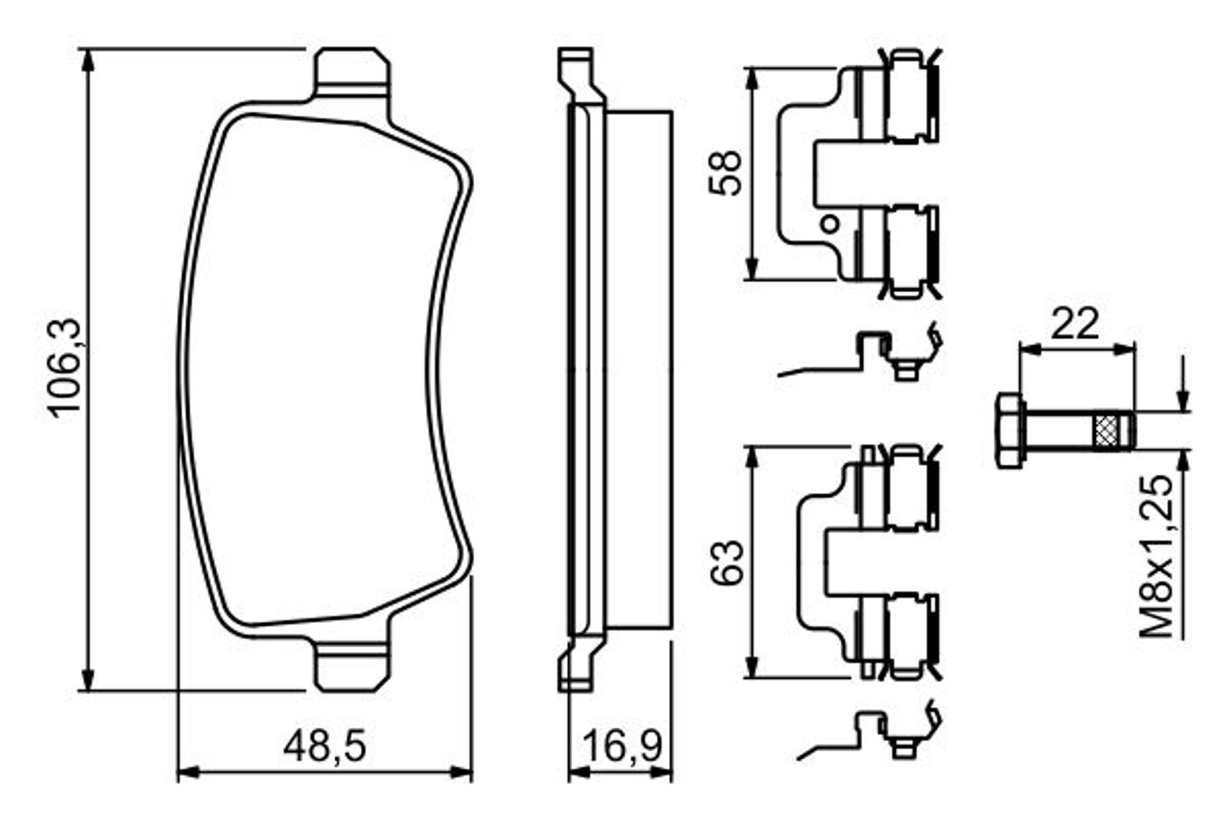 Колодки тормозные дисковые /комплект 4 шт/ BOSCH 0986494641