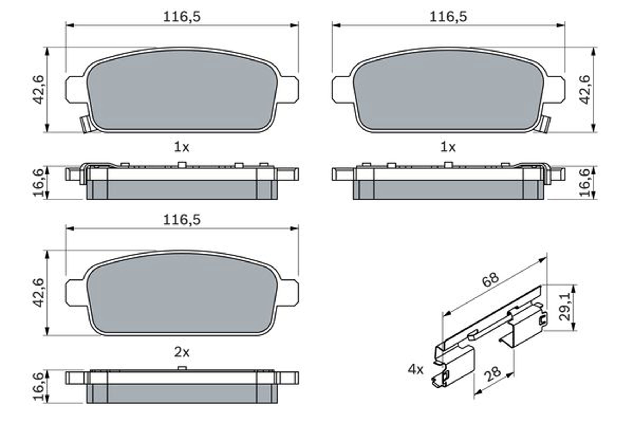 Колодки тормозные дисковые /комплект 4 шт/ BOSCH 0986494666